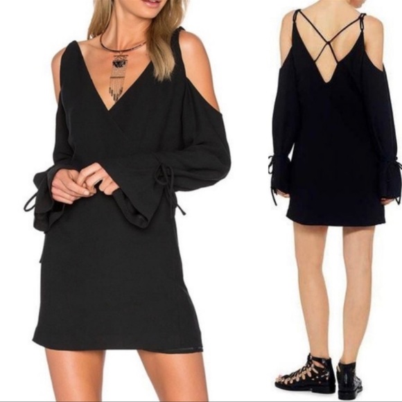 IRO Lebeca Black Cold Shoulder Shift Mini Dress 36/ 4 - Picture 16 of 16